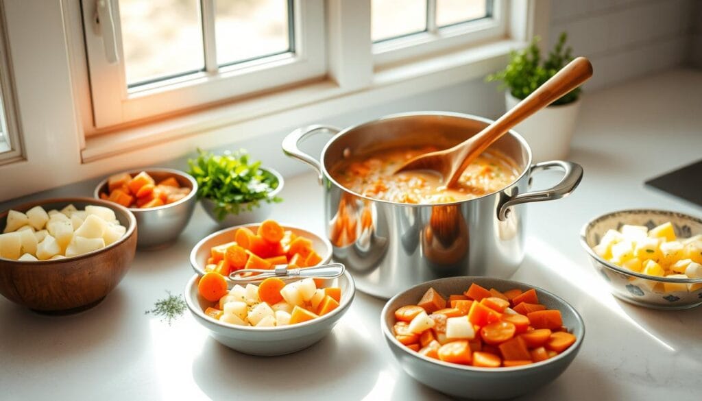 Canned Salmon Chowder Preparation