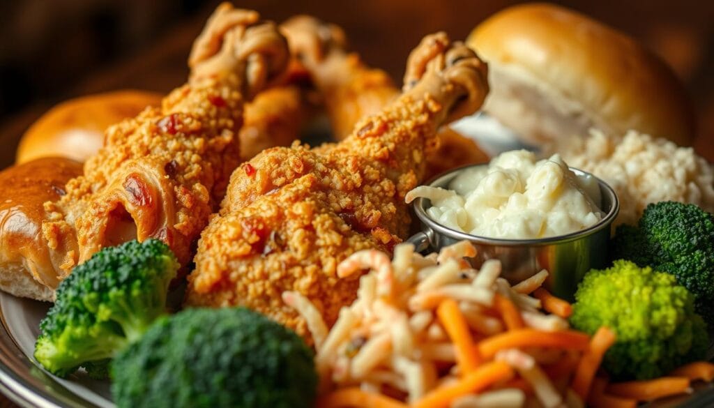 Fried Chicken Leg Quarters with Side Dishes Fried Chicken Leg Quarters with Side Dishes