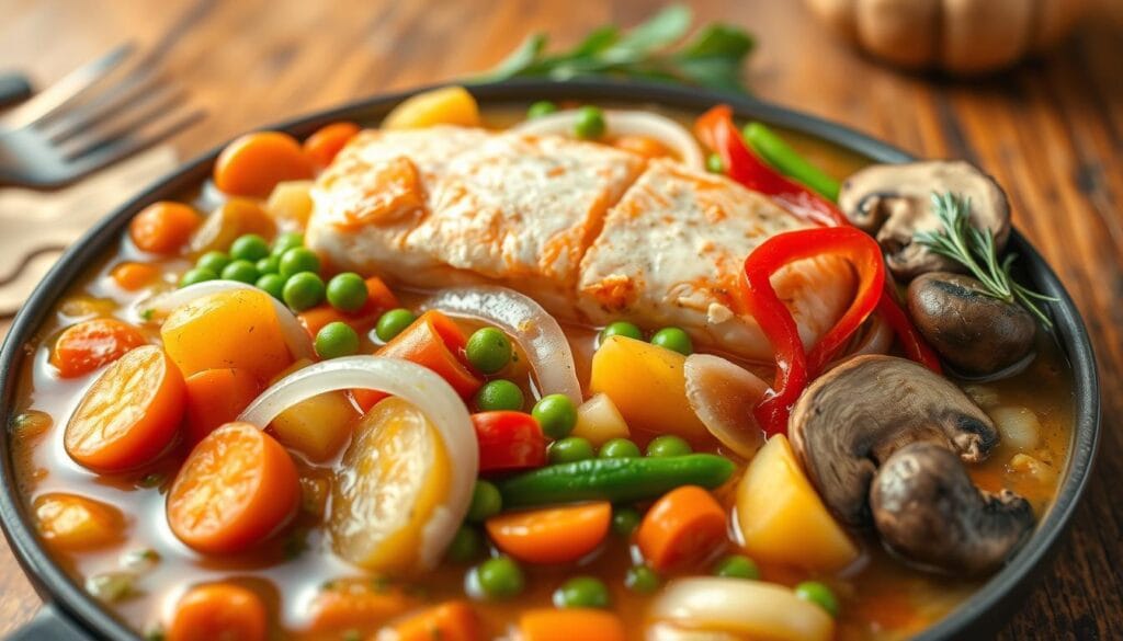 Salmon Stew Vegetable Layering