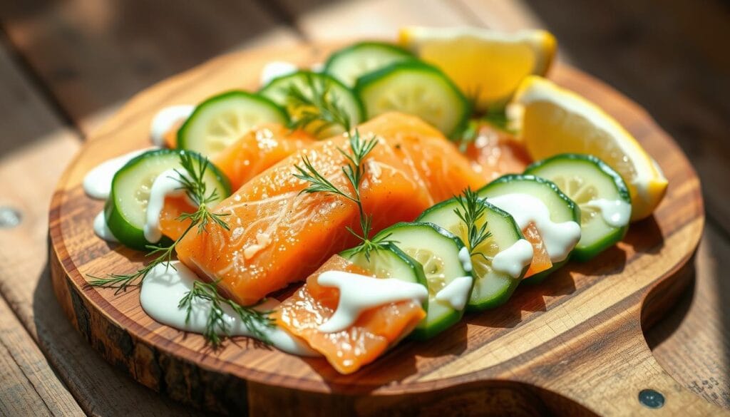 Salmon and Cucumber Appetizer Presentation