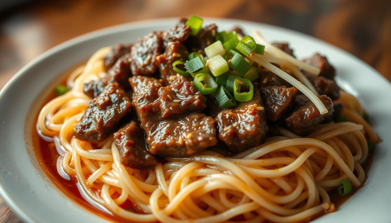 beef and rice noodles