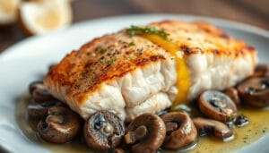 salmon and mushrooms