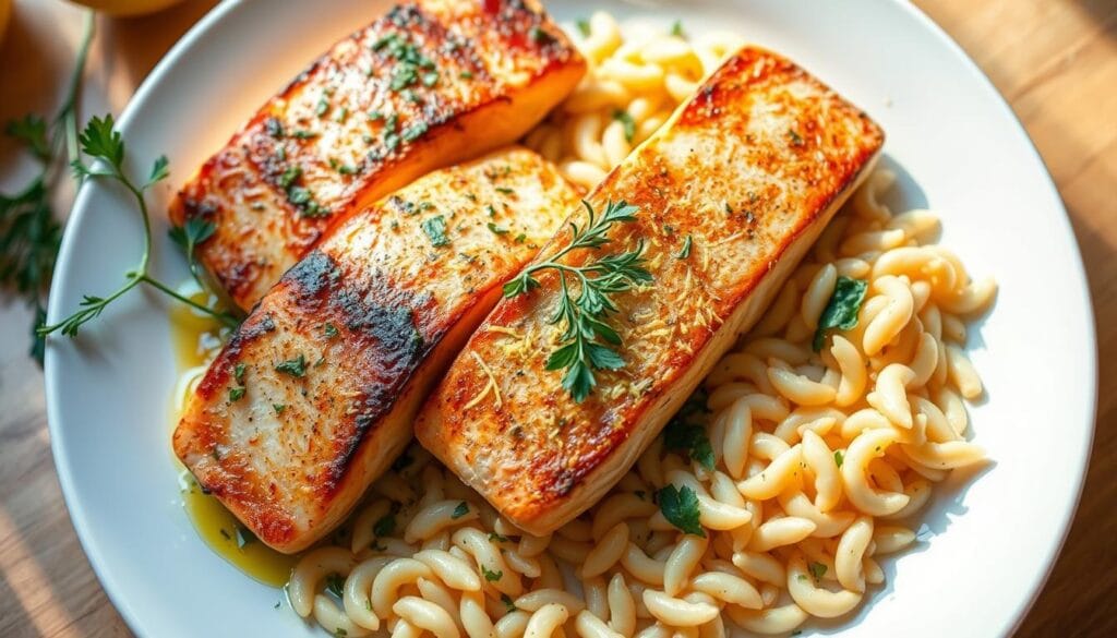salmon and orzo